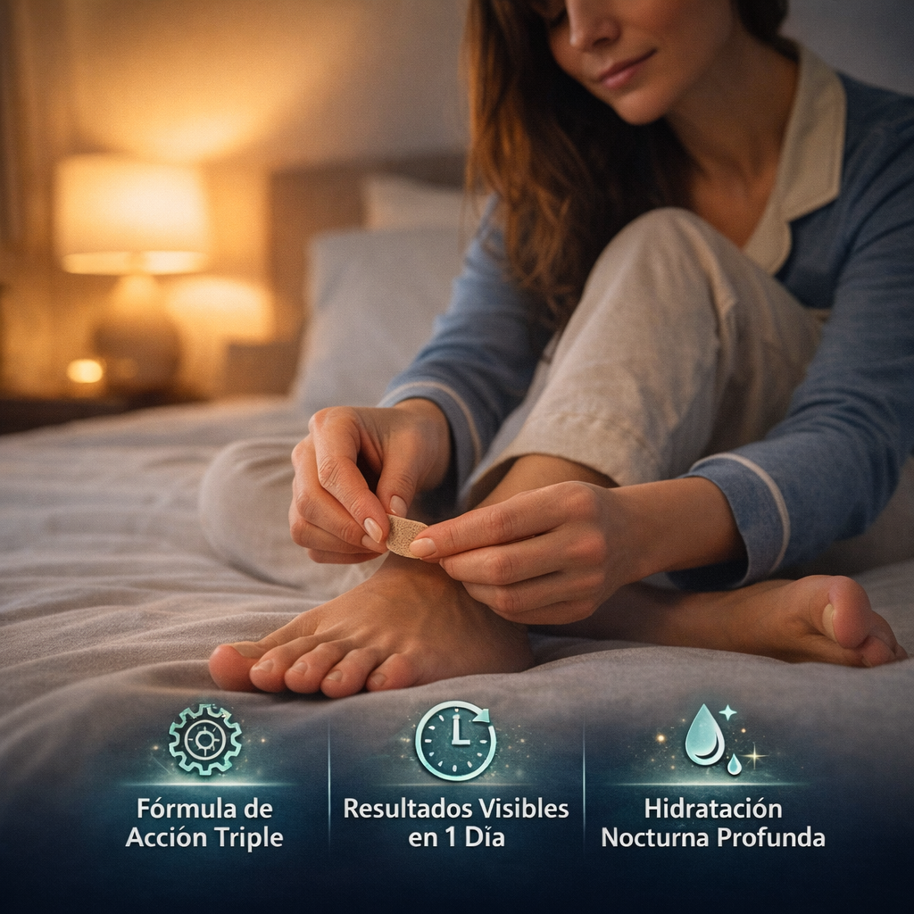 FungoClear™ – Parches Anti-Hongos de Triple Acción Nocturna que Iluminan, Suavizan y Renuevan tus Uñas Mientras Duermes