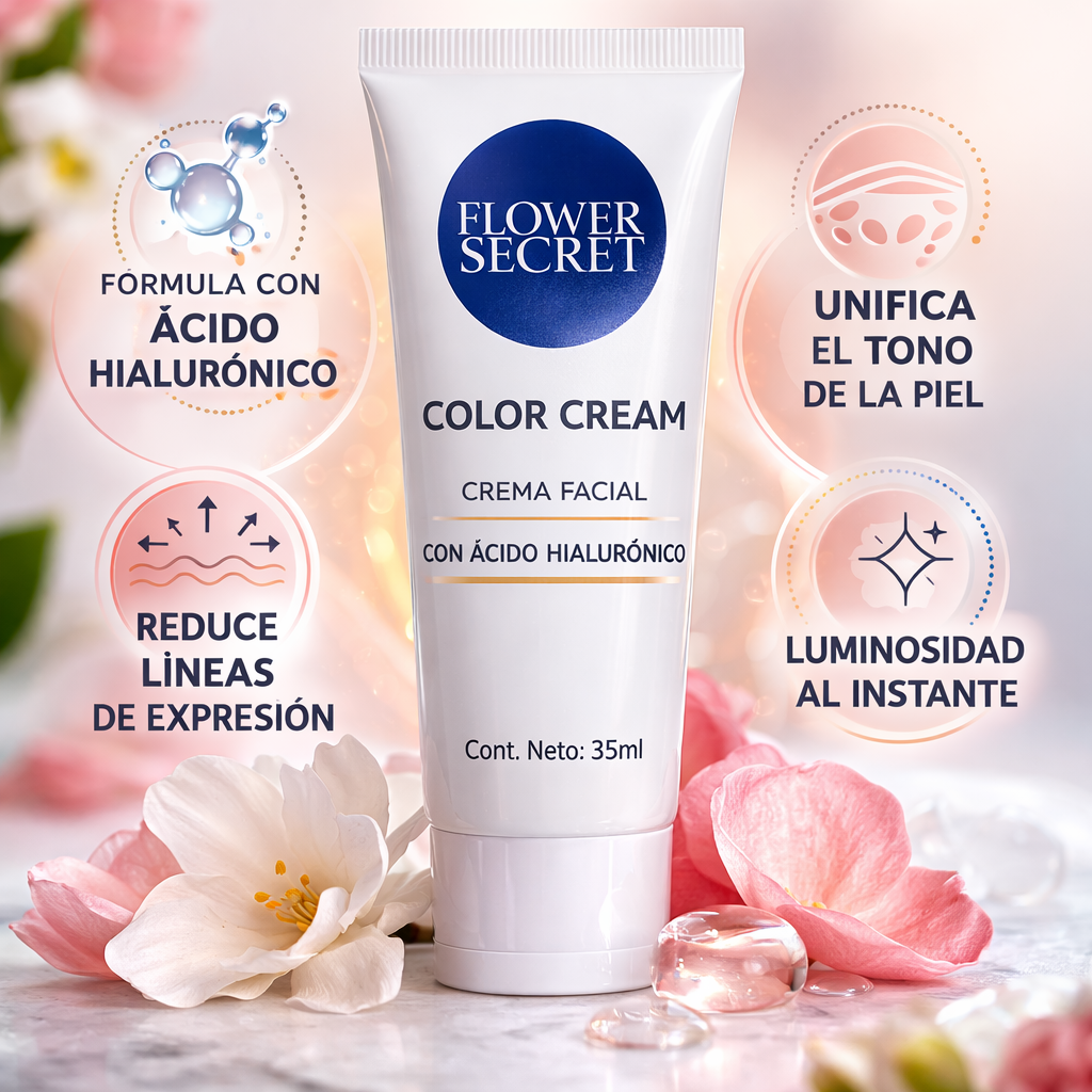 Flower Secret™ – Crema Facial con Ácido Hialurónico que Hidrata, Ilumina y Reduce Arrugas Visiblemente