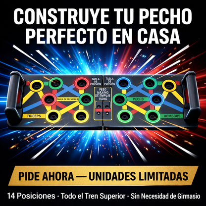 BodyPress Pro™ – Tabla de Flexiones con 14 Posiciones para Definir Pecho, Hombros, Tríceps y Espalda desde Casa