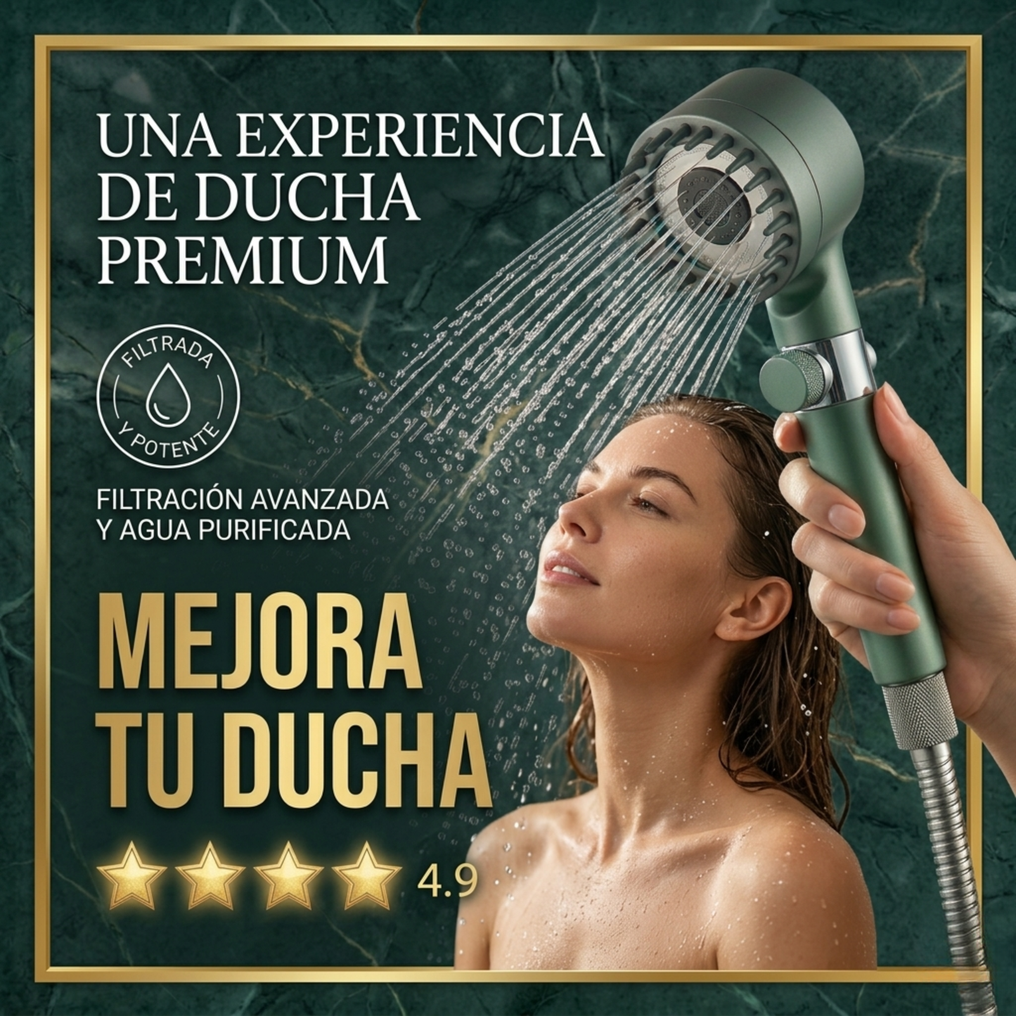 AquaSpa Pro™ – Cabezal Masajeador con Doble Filtro Purificador, 3 Modos de Presión y Cuidado Total para Piel y Cabello