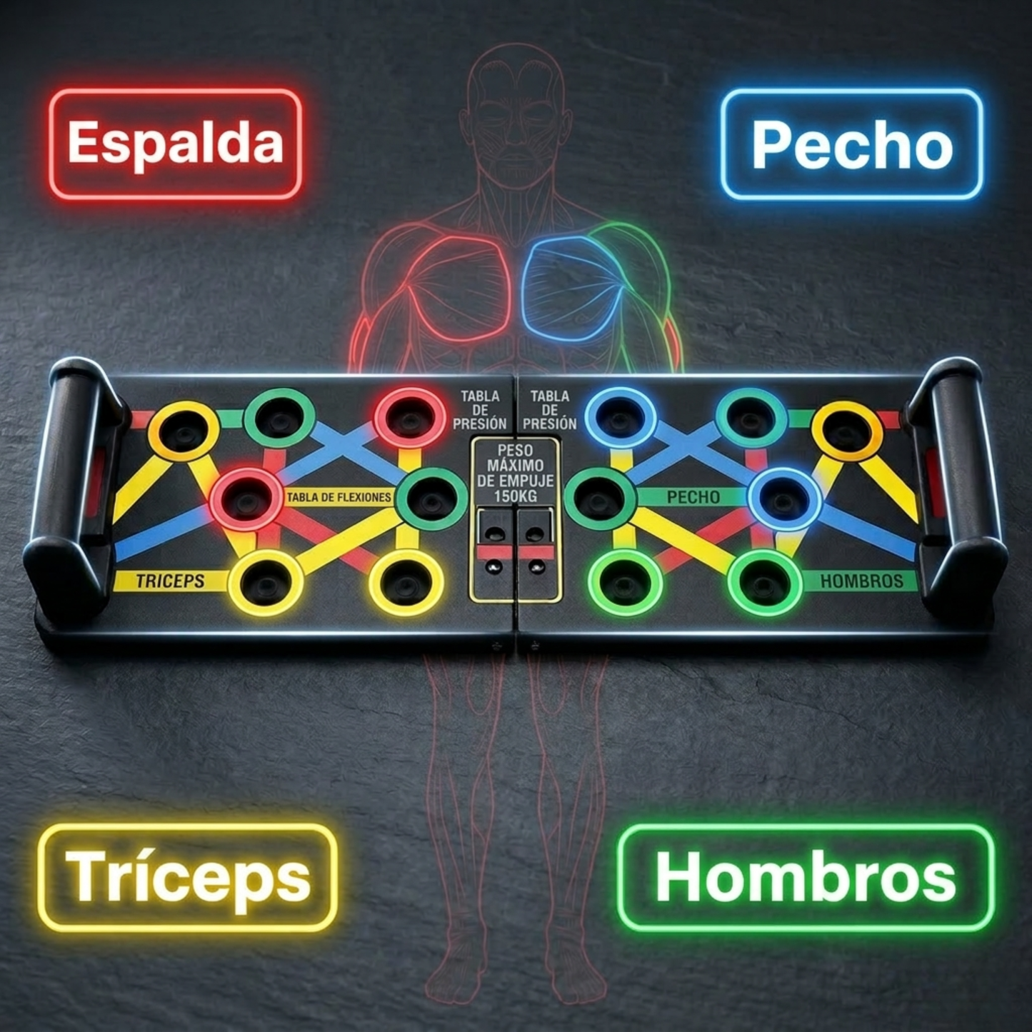 BodyPress Pro™ – Tabla de Flexiones con 14 Posiciones para Definir Pecho, Hombros, Tríceps y Espalda desde Casa