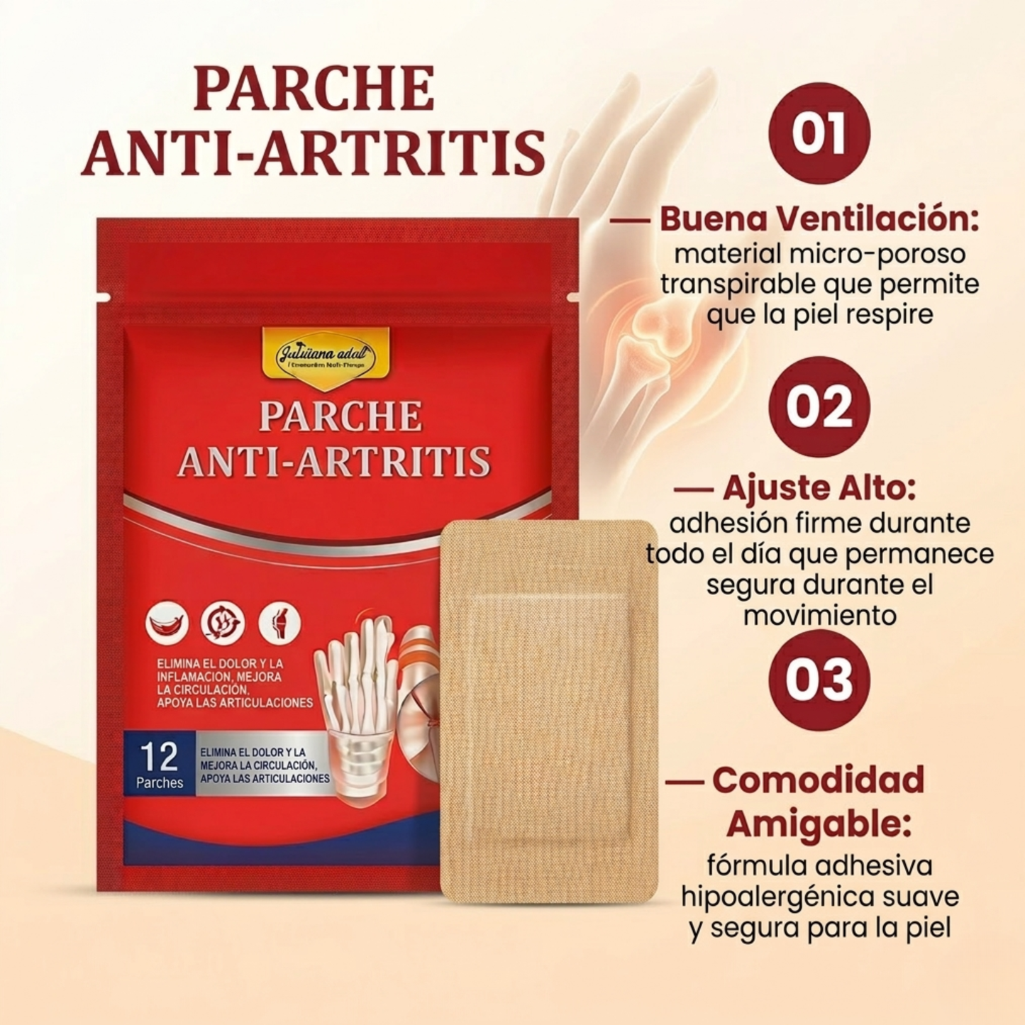 SinDolor Pro™ – Parche Anti-Artritis Transpirable de Alta Fijación que Alivia el Dolor, Reduce la Inflamación y te Devuelve la Libertad de Moverte